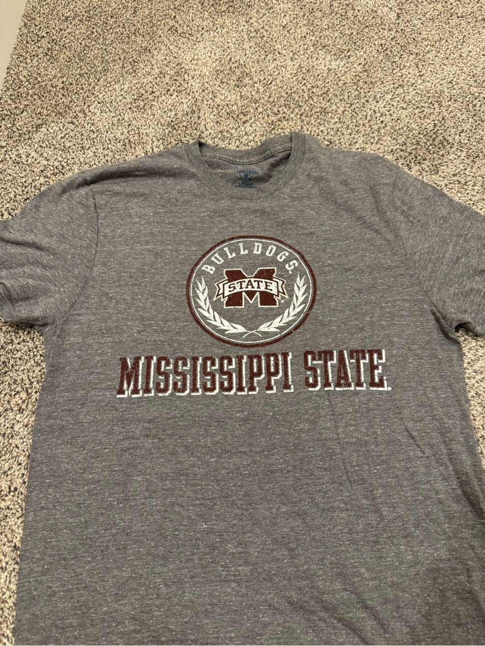 Rivalry Threads Heather Gray Mississippi State Bulldogs Tee with Maroon Logo